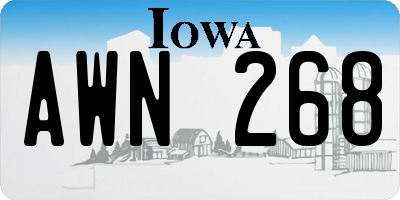 IA license plate AWN268