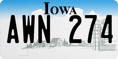 IA license plate AWN274