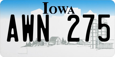 IA license plate AWN275