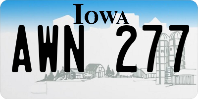 IA license plate AWN277