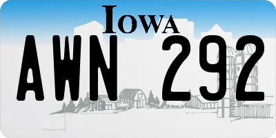 IA license plate AWN292