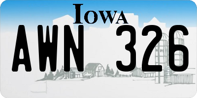 IA license plate AWN326