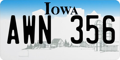 IA license plate AWN356