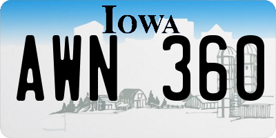 IA license plate AWN360