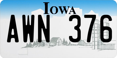 IA license plate AWN376