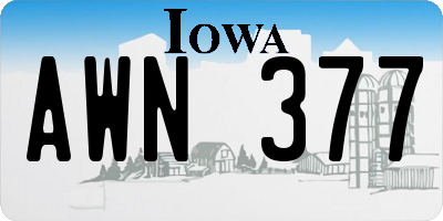 IA license plate AWN377
