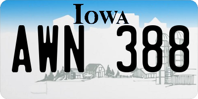 IA license plate AWN388