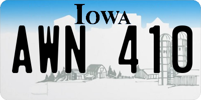 IA license plate AWN410