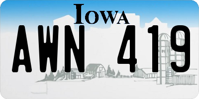 IA license plate AWN419