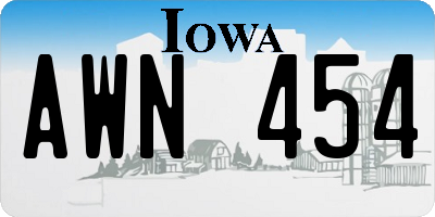 IA license plate AWN454