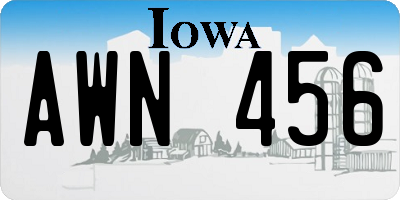 IA license plate AWN456