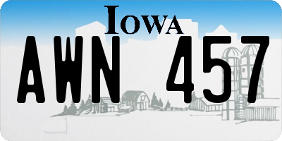 IA license plate AWN457