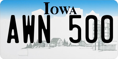 IA license plate AWN500