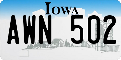 IA license plate AWN502