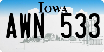 IA license plate AWN533