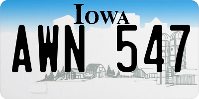 IA license plate AWN547