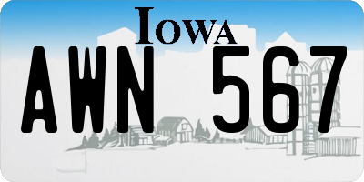 IA license plate AWN567