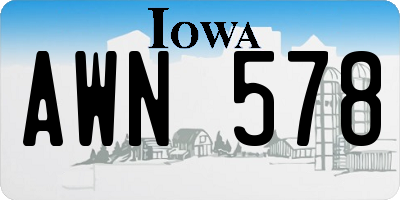 IA license plate AWN578