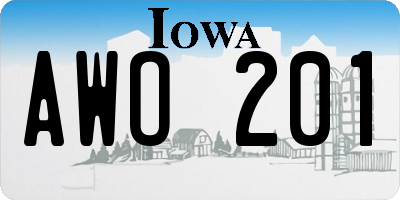 IA license plate AWO201