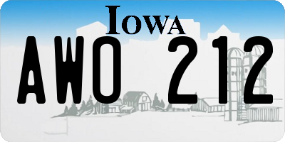 IA license plate AWO212