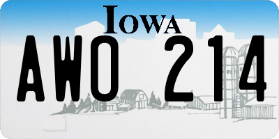 IA license plate AWO214