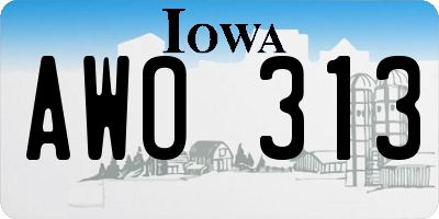IA license plate AWO313
