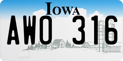 IA license plate AWO316