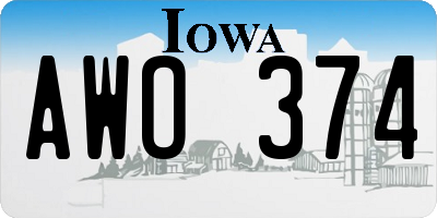 IA license plate AWO374