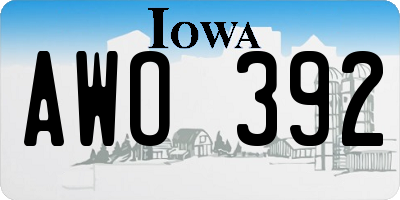 IA license plate AWO392