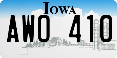 IA license plate AWO410