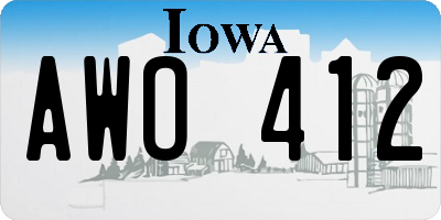 IA license plate AWO412