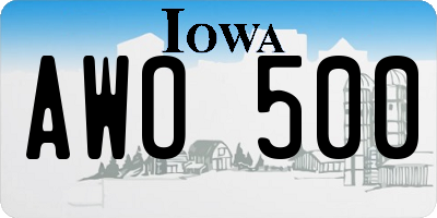 IA license plate AWO500
