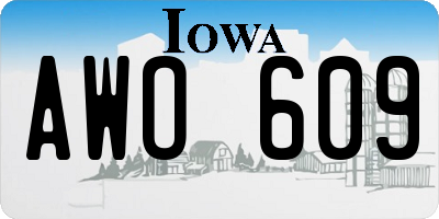 IA license plate AWO609