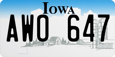 IA license plate AWO647
