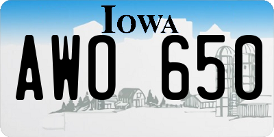 IA license plate AWO650