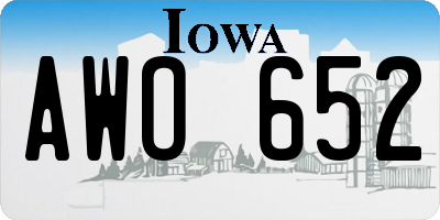 IA license plate AWO652