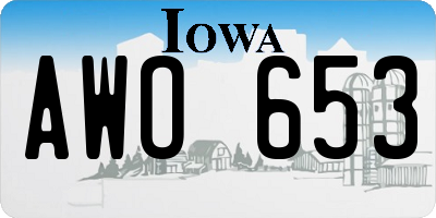 IA license plate AWO653