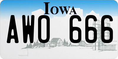 IA license plate AWO666