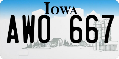 IA license plate AWO667