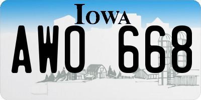 IA license plate AWO668