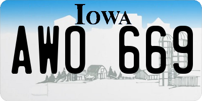 IA license plate AWO669