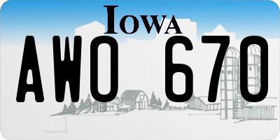 IA license plate AWO670