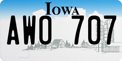 IA license plate AWO707
