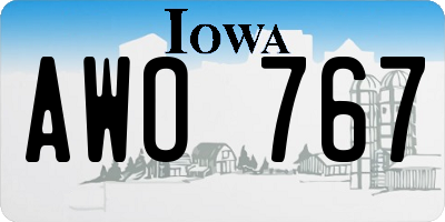 IA license plate AWO767
