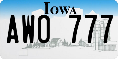 IA license plate AWO777