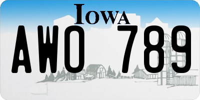IA license plate AWO789