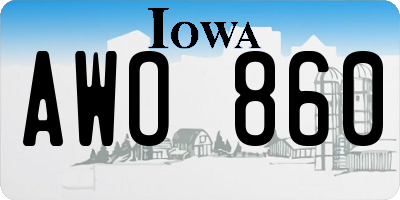 IA license plate AWO860