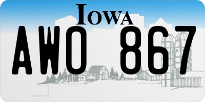 IA license plate AWO867