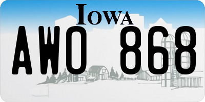 IA license plate AWO868
