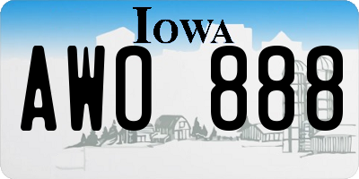 IA license plate AWO888